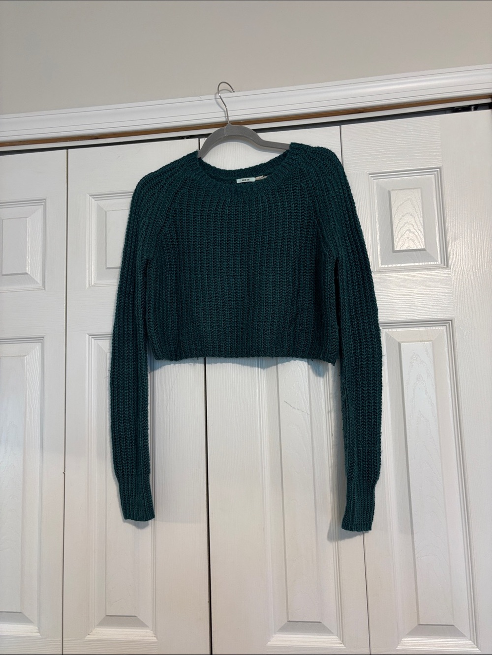 Cropped Teal Knit Sweater